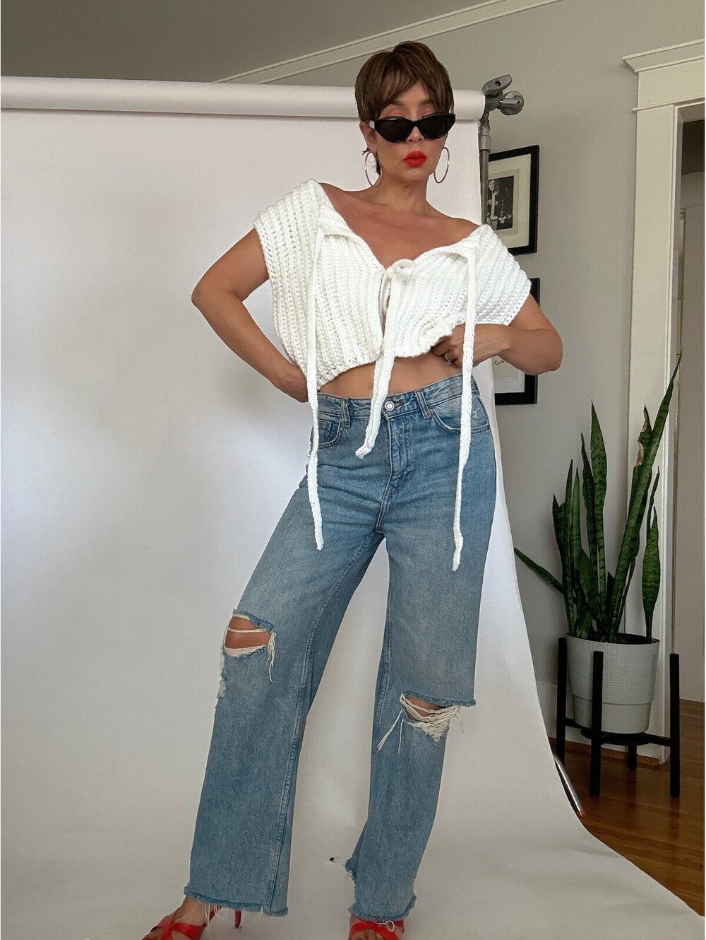 White Knit Top